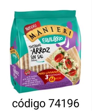 MANIERI TOS ARROZ SIN SAL 12X120G