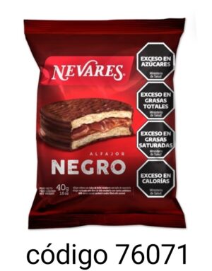 ALFAJOR NEVARES SIMPLE Nº869 NEGRO 40X40G