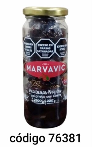 MARVAVIC.FRASCO ACEITUNA NEG C/ACEITE 6X330G