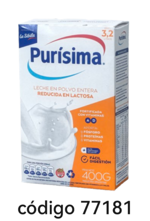*LECHE POLVO,PURISIMA EN LACTOSA Est. 6X400G