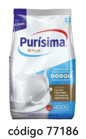 *LECHE POLVO PURISIMA,PLUS Pouch 6X400G