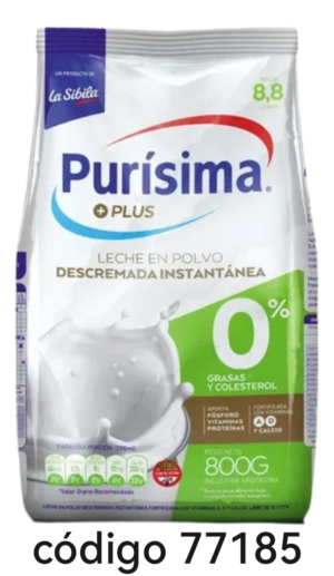 *LECHE POLVO PURISIMA.PLUS DESCREMADA Pouch 6X800G